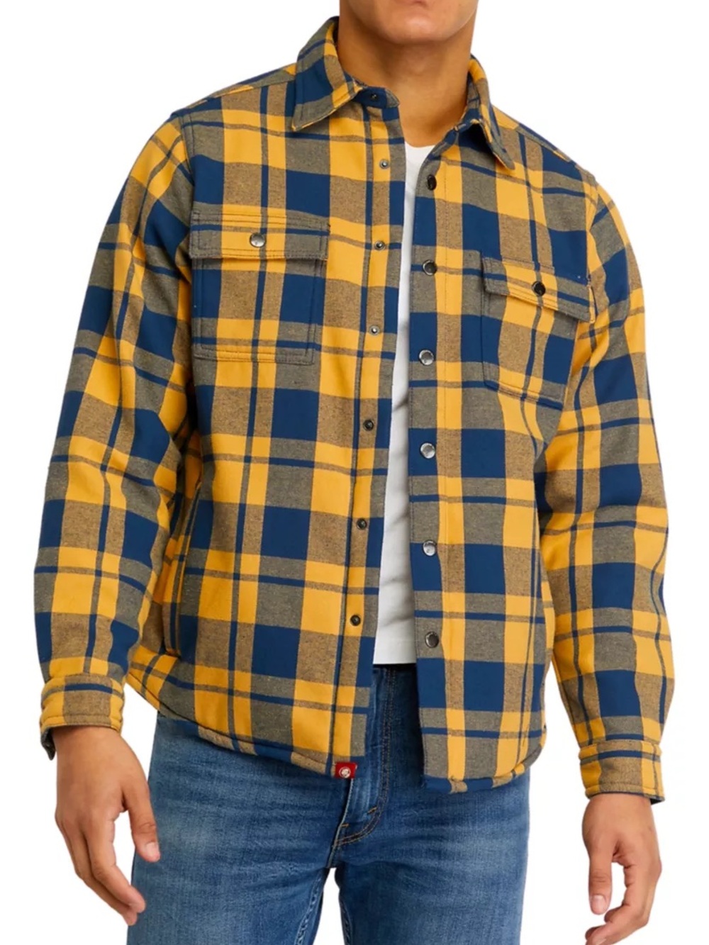 Southern Proper Yellow and Blue Southern Shacket Fleece Lined Size M